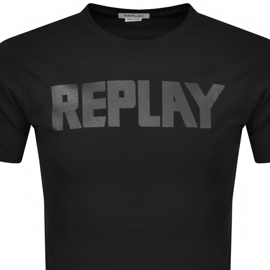 Alternative Image for ProductReplay Logo Crew Neck T Shirt Black2